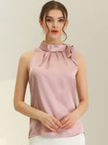 1 x RAW Customer Returns Allegra K Women s Elegant Bow Tie Neck Sleeveless Satin Blouse Pink M - RRP €32.39