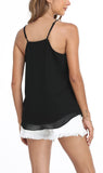 1 x RAW Customer Returns MISS MOLY Women s Chiffon Sleeveless Summer Casual Tank Top, Black, 46 - RRP €25.99