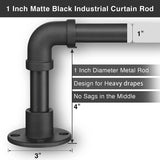 2 x Brand New INFLATION Frosted Industrial Curtain Rod, Black Curtain Rod Tube for Window 81-145cm, Adjustable Stainless Steel Rust Resistant Blackout Curtain Rod Set - RRP €49.72