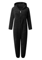 1 x RAW Customer Returns JULGIRL Womens Fleece Onesie Fluffy Pajamas Long Sleeve One Piece Zipper Warm Hood Plush Sleepwear - RRP €28.99