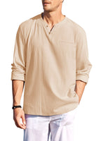 2 x Brand New GAMISOTE Men s Casual Shirt Long Sleeve Cotton Shirt Casual V-Neck Shirt Regular Fit Summer Shirt XL, Beige  - RRP €34.34