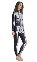 1 x RAW Customer Returns AIDEAONE Halloween Costume Women Bone Print Jumpsuit Catsuit Bone Skeleton Suit Carnival Fancy Dress - RRP €21.36