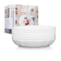 1 x RAW Customer Returns ALLUSEIT Pasta Plate Porcelain, 6 Piece 800ml Ridged White Ceramic Deep Plate Set, Pasta Bowls, Cake Plates, Salad Plates, Dinner Plates, Pasta Plates, Microwave Safe Dishwasher Safe - RRP €26.21