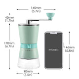 1 x RAW Customer Returns Vzaahu Manual Coffee Grinder - Hand Coffee Grinder with Conical Ceramic Grinder - 8 Levels Adjustable Coarseness with Hand Crank Mint Green  - RRP €20.16