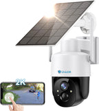 1 x RAW Customer Returns UNILOOK Solar Panel Outdoor WiFi Camera, Compatible with Alexa, 360 PTZ 2.4GHz Wireless Battery Surveillance Video Camera, Color Night Vision PIR Human Detection 2-Way Conversation - RRP €89.99