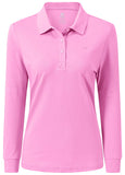 1 x RAW Customer Returns AjezMax Polo Women s Long Sleeve Poloshirt Golf Sports Work Shirt Autumn Winter Top Pink XL - RRP €28.98