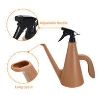 1 x Brand New sourcing map 2 Set Watering Can with Sprayer Plastic Dual Use Spout Watering Pot Adjustable Water Spray for Indoor Outdoor Houseplants Garden Flower Brown - RRP €63.63