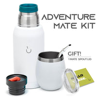 1 x RAW Customer Returns balibetov 6-piece Argentine Mate Kit - Includes Steel Mate with Lid, Bulb and Mate Thermos with 2 Spout Caps - Easy to Wash, Dishwasher Safe. White  - RRP €33.99