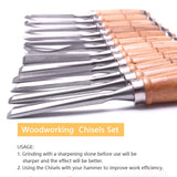 1 x RAW Customer Returns ATOPLEE 12pcs Wood Carving Chisel Set for Woodworking, Professional Wood Chisel Tools with Premium Case and Roll Up Bags for Carpenters, Craftsmen, Gift for Most - RRP €36.29