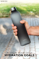 1 x RAW Customer Returns MAMEIDO drinking bottle 1l 1.5l suitable for carbon dioxide, leak-proof drinking bottle with time marking as a drinking reminder, water bottle BPA free for sports carbon grey, 1000ml  - RRP €22.6