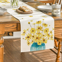 2 x Brand New Artoid Mode Yellow Table Runner, Daisy Vase, Spring, Summer, Seasonal, Kitchen, Home Decor, Holiday, Party Decor, 40 x 140 cm - RRP €38.4