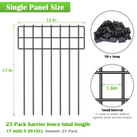 1 x RAW Customer Returns LIANTRAL Decorative Garden Fence Animal Barrier Fence Rustproof Metal Wire Ground Stakes No Digging for Outdoor Use 17 H x 27 8.2m Total Length 25 Pack - RRP €74.99