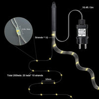 1 x RAW Customer Returns yowin outdoor fairy lights 2M 200 LED light tail with electricity, waterfall fairy lights 8 modes light bundle, waterproof light string for watering can terrace balcony garden tree indoor outdoor decoration - RRP €18.14