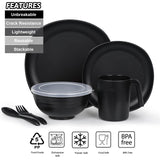 1 x RAW Customer Returns Greentainer 28 pcs plastic tableware sets Light and unbreakable complete set, plate set, bowls, cups, table service for 4 people, ideal for children adults, reusable - RRP €34.43