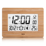 1 x RAW Customer Returns FanJu FJ3530 digital alarm clock radio battery-operated large table clock with extra large display, indoor temperature, moon phase, snooze function, calendar alarm clock for home. - RRP €23.27