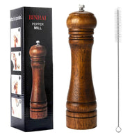 1 x RAW Customer Returns BINHAI Pepper Mills, Pepper Mill, Salt and Pepper Mill, Solid Wood with Strong Adjustable Ceramic Grinder 8 Inch - RRP €13.38