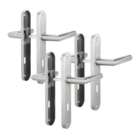 1 x RAW Customer Returns AwmnSrman door handles, interior doors, door handle, door fitting, handle set, room door set, 72 mm BB beard set, set of 3, modern stainless steel, 6 door handles and 6 long plates - RRP €34.98