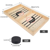 1 x RAW Customer Returns Herefun Hockey Board Game Toy with 20 Chess Pieces, Table Hockey Catapult Board Game 2 in 1 Parent-Child Interaction, Table Hockey Wood, Fast Sling Puck Game Portable Chess Board Set 35 x 22 x 2.5 cm  - RRP €15.99