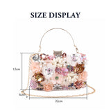 1 x RAW Customer Returns LHHMZ Women Floral Evening Clutch Bags Elegance Flower Beaded Wedding Bags Bridal Shoulder Bags - RRP €29.89