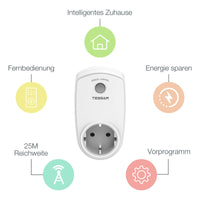 1 x RAW Customer Returns Wireless sockets with remote control, TESSAN socket with remote control 25M range, self-learning function, wireless socket, wireless socket compatible with indoor fairy lights and household appliances, white - RRP €18.49