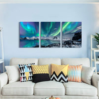 1 x RAW Customer Returns hyidecorart Pictures Northern Lights, Green Polar Lights Starry Sky Picture on Canvas, Modern Nature Aurora Landscape Wall Pictures Living Room Bedroom Kitchen Dining Room and Bathroom - RRP €34.84