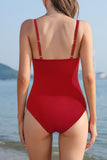 1 x RAW Customer Returns SHEKINI Women s One Piece Swimsuit Adjustable Low Neck Halter Fashion Slimming Tummy Control One Piece Bikini Sports Beach Swimsuit L,Red W  - RRP €31.68