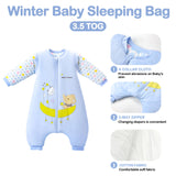 1 x RAW Customer Returns MIKAFEN Winter Long Sleeve Sleeping Bag with Feet 3.5 Tog for Children with Legs, Blue Moon S 75-85cm - RRP €27.99