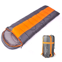 1 x Brand New Camping Sleeping Bag, 3 Season Sleeping Bag with Hood Envelope, Indoor Outdoor Adult Winter Sleeping Bag for Backpacking Hiking Travel with Compression Bag Orange Grey Zipper L  - RRP €49.99