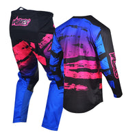 1 x RAW Customer Returns Willbros Motocross Jersey Pants Combination Men Women Motorcycle MX Riding Gear Set Cycling Offroad Dirt Bike Adult BMX ATV Pink Blue Jersey XL Pants 36  - RRP €111.18