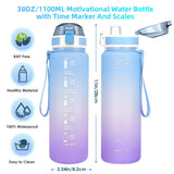 1 x RAW Customer Returns minghaoyuan drinking bottle 1L, water bottle with time markings and straw, leak-proof BPA-free, sports drinking bottle for school, bike, outdoor, travel, yoga, fitness - RRP €9.06