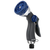 1 x RAW Customer Returns RESTMO garden hand shower, metal high pressure garden shower, garden spray guns with rear control lever, 8-function spray nozzle watering gun for garden irrigation, car washing, blue - RRP €18.99