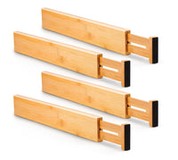 1 x RAW Customer Returns Utoplike 4pcs Bamboo Drawer Dividers, Adjustable Drawer Organizers, Spring Loaded, Works in Kithen Drawers, Bathroom, Bedroom for Clothes, Forks, Makeup - RRP €28.99