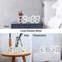 1 x RAW Customer Returns Deeyaple LED Wall Clock Digital Large Alarm Clock 3D Clock Dimmable Snooze USB 12 24 Hours Date Temperature Display Remote Control Night Light Living Room Kitchen Bedroom Office 38cm White  - RRP €30.39