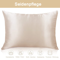 1 x RAW Customer Returns Set of 2 silk pillowcases 40x80, Muama pillowcase silk pillowcase 40 x 80 cm for hair and skin with zipper, Silk Pillowcase 2 pieces, Beige - RRP €38.05