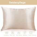 1 x RAW Customer Returns Set of 2 silk pillowcases 40x80, Muama pillowcase silk pillowcase 40 x 80 cm for hair and skin with zipper, Silk Pillowcase 2 pieces, Beige - RRP €38.05