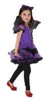 1 x RAW Customer Returns Girls Bat Halloween Costume Witch Cosplay Costume Tutu Dress Set for Children 10-12 Years, Bat Purple  - RRP €25.75