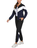 1 x RAW Customer Returns Marvmys Women s Tracksuit Complete Sports Set Lightweight Long Sleeves Contrast Color Autumn Winter Sports B-navy blue XXL - RRP €34.98