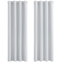 1 x RAW Customer Returns PONY DANCE bedroom curtains and curtains, heat-insulating blackout curtain with eyelets, white opaque thermal curtain, set of 2, H 220 x W 140 cm, grey-white - RRP €40.56