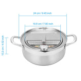 1 x RAW Customer Returns Alvinlite Deep Fryer, Tempura Stainless Steel Frying Pot Temperature Control Japanese Fryer Cooking Pan for Fries Shrimp Meatballs 24cm Cooking Fryer - RRP €57.64