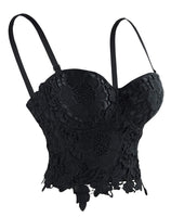 1 x RAW Customer Returns Charmian Women s B Cup Sexy Beauty Floral Lace Bustier Club Party Crop Top Bra Black XX-Large - RRP €51.6