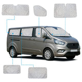 1 x RAW Customer Returns Motorhome Windshield Sun Shade Compatible with Ford Transit Custom 2012-2022, 8 Piece Sun Shade for Front Window, Internal Thermal Blind Set with Storage Bag 8PCS-LWB  - RRP €113.94