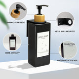 1 x RAW Customer Returns RISAKOGO Set of 3 Soap Dispensers Wall Mounting No Drilling 500 ml Soap Dispenser Shower Wall Bamboo Pump Dispenser Dishwashing Liquid Soap Dispenser for Hand Soap Shampoo Detergent Shower Gel Black  - RRP €22.18