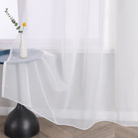 1 x RAW Customer Returns HongYa Pack of 1 Plain Curtain Transparent Voile Scarf Curtain with Ruffle Tape H W 225 145 cm White - RRP €18.14