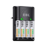 1 x RAW Customer Returns EBL Universal Battery Charger, Fast Charge for AA AAA 9V Rechargeable Batteries, Smart Charger with LED Display 4pcs AA 2300mAh Rechargeable Batteries - RRP €21.6