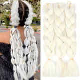 1 x RAW Customer Returns PORSMEER 3 Pieces Jumbo Braid Synthetic Hair for Braiding 24 Inches 100g Kanekalon Hair Braiding Extensions for Crochet Twist Braiding Hair Colorful Color White Golden Glitter Tinsel Hair  - RRP €18.98