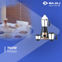 1 x RAW Customer Returns Bajaj GX-3701 750 W Blender Grinder with Nutri-Pro Function, 3 Stainless Steel Jars, Black - RRP €134.75