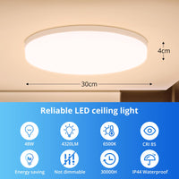 1 x RAW Customer Returns Combuh LED Ceiling Light Round 48W 4320LM, Flat Ceiling Lamp LED Bathroom Lamp Ceiling Ultra Thin Lamps Ceiling Lamps for Bedroom Living Room Kitchen Warm White 3000K 30cm - RRP €30.99