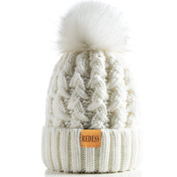 3 x Brand New REDESS Women s Winter Pompom Beanie, Warm Fleece Lined Beanies, Thick Slouchy Snow Knit Crossover Hat for Ladies - RRP €46.86