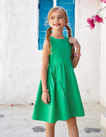 1 x Brand New GRACE KARIN Girls Dresses 134 Children s Dress 140 Cotton Simple Classic Casual Knee Length Green - RRP €27.6