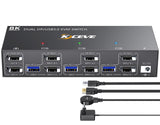 1 x RAW Customer Returns USB 3.0 KVM Switch 3 PC 2 Monitors Displayport, KVM Switch 4K 144Hz 8K 30Hz, KVM Switch Dual Monitor Displayport 1.4, KVM Switches 2 Monitors for 3 PCs and Mouse Keyboard - RRP €131.09